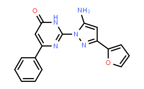 CAS No. 1207025-03-3, 2-[5-Amino-3-(furan-2-yl)-1H-pyrazol-1-yl]-6-phenyl-3,4-dihydropyrimidin-4-one