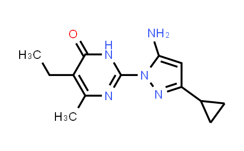 CAS No. 1207047-57-1, 2-(5-Amino-3-cyclopropyl-1H-pyrazol-1-yl)-5-ethyl-6-methylpyrimidin-4(3H)-one