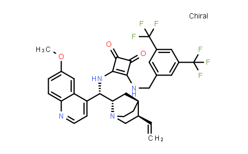 CAS No. 1210360-60-3, 3-[[[3,5-Bis(trifluoromethyl)phenyl]methyl]amino]-4-[[(8α,9S)-6'-methoxycinchonan-9-yl]amino]-3-cyclobutene-1,2-dione