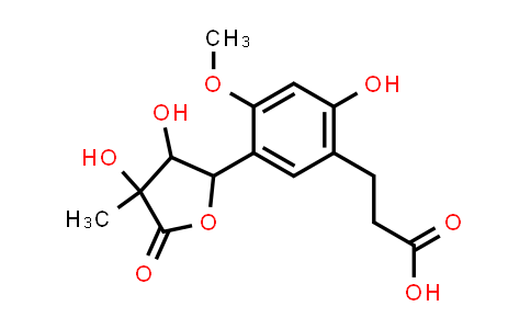 CAS No. 1212148-58-7, Benzenepropanoic acid, 2-hydroxy-4-methoxy-5-(tetrahydro-3,4-dihydroxy-4-methyl-5-oxo-2-furanyl)-