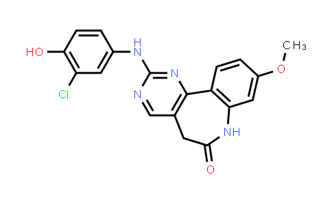 CAS No. 1215292-43-5, 6H-Pyrimido[5,4-d][1]benzazepin-6-one, 2-[(3-chloro-4-hydroxyphenyl)amino]-5,7-dihydro-9-methoxy-