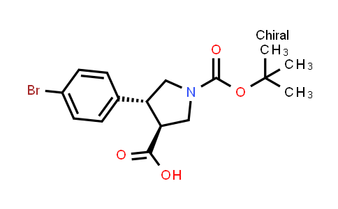 CAS No. 1217829-96-3, trans-4-(4-Bromophenyl)-1-[(tert-butoxy)carbonyl]pyrrolidine-3-carboxylic acid