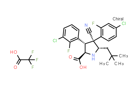 CAS No. 1219086-90-4, D-Proline, 3-(3-chloro-2-fluorophenyl)-4-(4-chloro-2-fluorophenyl)-4-cyano-5-(2,2-dimethylpropyl)-, (3S,4R,5S)-rel-, 2,2,2-trifluoroacetate (1:1)