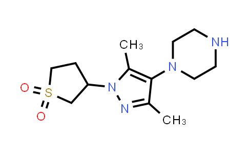 CAS No. 1219828-02-0, 1-[1-(1,1-Dioxidotetrahydro-3-thienyl)-3,5-dimethyl-1H-pyrazol-4-yl]piperazine