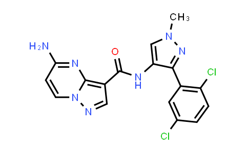 CAS No. 1224942-06-6, Pyrazolo[1,5-a]pyrimidine-3-carboxamide, 5-amino-N-[3-(2,5-dichlorophenyl)-1-methyl-1H-pyrazol-4-yl]-