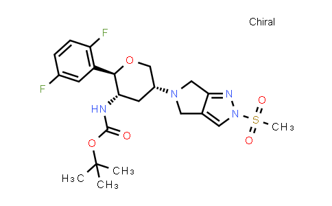 CAS No. 1226781-87-8, Carbamic acid, N-[(2R,3S,5R)-2-(2,5-difluorophenyl)-5-[2,6-dihydro-2-(methylsulfonyl)pyrrolo[3,4-c]pyrazol-5(4H)-yl]tetrahydro-2H-pyran-3-yl]-, 1,1-dimethylethyl ester