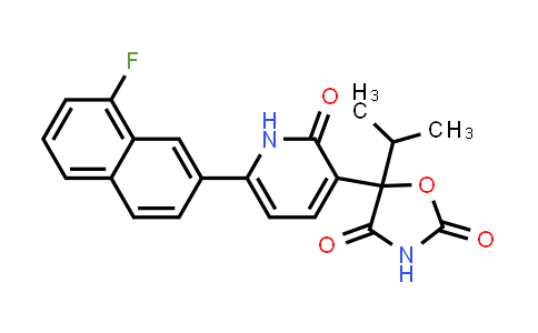 CAS No. 1227827-93-1, 2,4-Oxazolidinedione, 5-[6-(8-fluoro-2-naphthalenyl)-1,2-dihydro-2-oxo-3-pyridinyl]-5-(1-methylethyl)-