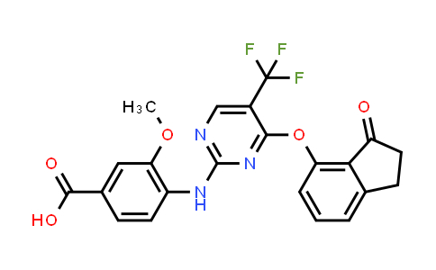 CAS No. 1227948-58-4, 3-Methoxy-4-((4-((3-oxo-2,3-dihydro-1H-inden-4-yl)oxy)-5-(trifluoromethyl)pyrimidin-2-yl)amino)benzoic acid