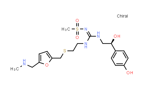 CAS No. 123280-13-7, Methanesulfonamide, N-[[[2-hydroxy-2-(4-hydroxyphenyl)ethyl]amino][[2-[[[5-[(methylamino)methyl]-2-furanyl]methyl]thio]ethyl]amino]methylene]-, (S)-