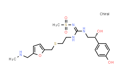 CAS No. 123280-14-8, Methanesulfonamide, N-[[[2-hydroxy-2-(4-hydroxyphenyl)ethyl]amino][[2-[[[5-[(methylamino)methyl]-2-furanyl]methyl]thio]ethyl]amino]methylene]-, (R)-