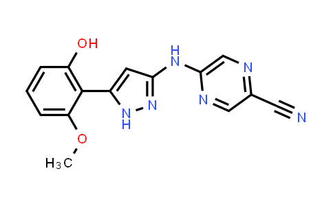 CAS No. 1234015-69-0, 5-((5-(2-Hydroxy-6-methoxyphenyl)-1H-pyrazol-3-yl)amino)pyrazine-2-carbonitrile