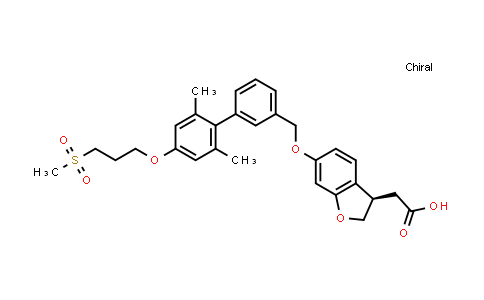 CAS No. 1234474-57-7, (R)-2-(6-((2',6'-dimethyl-4'-(3-(methylsulfonyl)propoxy)-[1,1'-biphenyl]-3-yl)methoxy)-2,3-dihydrobenzofuran-3-yl)acetic acid