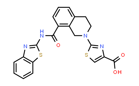 CAS No. 1235032-75-3, 4-Thiazolecarboxylic acid, 2-[8-[(2-benzothiazolylamino)carbonyl]-3,4-dihydro-2(1H)-isoquinolinyl]-