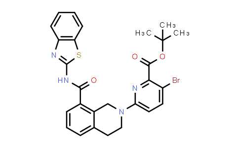 CAS No. 1235036-16-4, tert-Butyl 6-(8-(benzo[d]thiazol-2-ylcarbamoyl)-3,4-dihydroisoquinolin-2(1H)-yl)-3-bromopicolinate