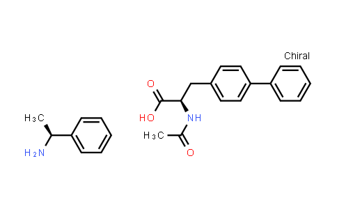 CAS No. 1236479-65-4, [1,1'-Biphenyl]-4-propanoic acid, α-(acetylamino)-, (αR)-, compd. with (αS)-α-methylbenzenemethanamine (1:1)