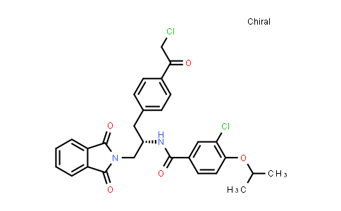 CAS No. 1240137-81-8, (S)-3-chloro-N-(1-(4-(2-chloroacetyl)phenyl)-3-(1,3-dioxoisoindolin-2-yl)propan-2-yl)-4-isopropoxybenzamide