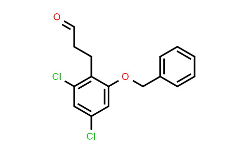 CAS No. 124082-53-7, Benzenepropanal, 2,4-dichloro-6-(phenylmethoxy)-