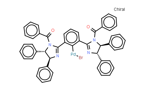 CAS No. 1242081-29-3, Bromo[[1,3-bis[(4S,5S)-1-benzoyl-4,5-diphenyl-2-imidazolin-2-yl]benzene]palladium(II)]