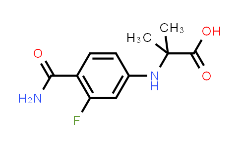CAS No. 1242137-20-7, 2-((4-Carbamoyl-3-fluorophenyl)amino)-2-methylpropanoic acid