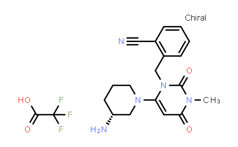 CAS No. 1246610-76-3, (R)-2-((6-(3-Aminopiperidin-1-yl)-3-methyl-2,4-dioxo-3,4-dihydropyrimidin-1(2H)-yl)methyl)benzonitrile 2,2,2-trifluoroacetate