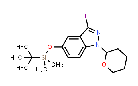 CAS No. 1254473-78-3, 5-((tert-Butyldimethylsilyl)oxy)-3-iodo-1-(tetrahydro-2H-pyran-2-yl)-1H-indazole