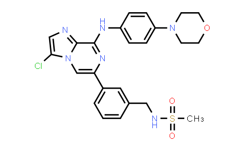 CAS No. 1255097-83-6, Methanesulfonamide, N-[[3-[3-chloro-8-[[4-(4-morpholinyl)phenyl]amino]imidazo[1,2-a]pyrazin-6-yl]phenyl]methyl]-