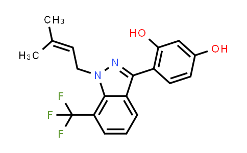 CAS No. 1255706-39-8, 1,3-Benzenediol, 4-[1-(3-methyl-2-buten-1-yl)-7-(trifluoromethyl)-1H-indazol-3-yl]-
