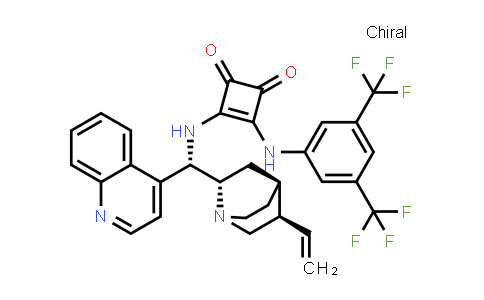 CAS No. 1256245-86-9, 3-[[3,5-Bis(trifluoromethyl)phenyl]amino]-4-[(8α,9S)-cinchonan-9-ylamino]-3-cyclobutene-1,2-dione