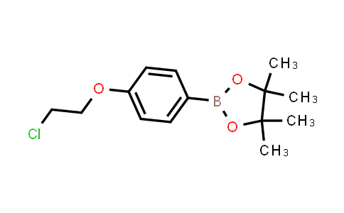 CAS No. 1256359-01-9, 2-(4-(2-Chloroethoxy)phenyl)-4,4,5,5-tetramethyl-1,3,2-dioxaborolane
