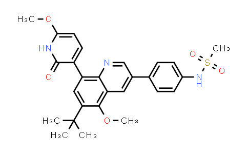 CAS No. 1257830-82-2, Methanesulfonamide, N-[4-[8-(1,2-dihydro-6-methoxy-2-oxo-3-pyridinyl)-6-(1,1-dimethylethyl)-5-methoxy-3-quinolinyl]phenyl]-