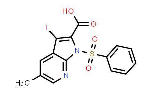 CAS No. 1261365-69-8, 3-Iodo-5-methyl-1-(phenylsulfonyl)-1H-pyrrolo[2,3-b]pyridine-2-carboxylic acid
