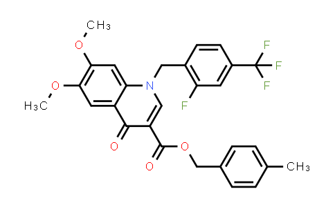 CAS No. 1262840-88-9, 3-Quinolinecarboxylic acid, 1-[[2-fluoro-4-(trifluoromethyl)phenyl]methyl]-1,4-dihydro-6,7-dimethoxy-4-oxo-, (4-methylphenyl)methyl ester