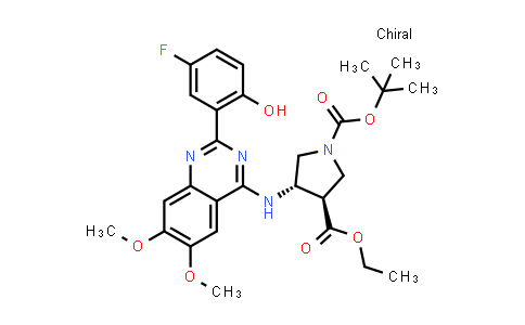 CAS No. 1262849-80-8, rel-1-(tert-Butyl) 3-ethyl (3R,4S)-4-((2-(5-fluoro-2-hydroxyphenyl)-6,7-dimethoxyquinazolin-4-yl)amino)pyrrolidine-1,3-dicarboxylate