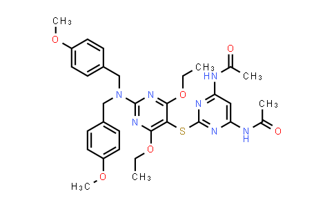 MC515634 | 1268273-28-4 | Acetamide, N,N'-[2-[[2-[bis[(4-methoxyphenyl)methyl]amino]-4,6-diethoxy-5-pyrimidinyl]thio]-4,6-pyrimidinediyl]bis-