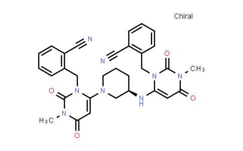CAS No. 1268836-55-0, (R)-2-((6-(3-((3-(2-cyanobenzyl)-1-methyl-2,6-dioxo-1,2,3,6-tetrahydropyrimidin-4-yl)amino)piperidin-1-yl)-3-methyl-2,4-dioxo-3,4-dihydropyrimidin-1(2H)-yl)methyl)benzonitrile