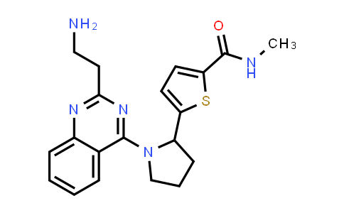 CAS No. 1268993-09-4, 5-(1-(2-(2-Aminoethyl)quinazolin-4-yl)pyrrolidin-2-yl)-N-methylthiophene-2-carboxamide