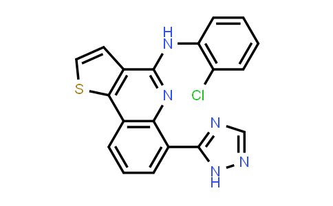 CAS No. 1269464-21-2, Thieno[3,2-c]quinolin-4-amine, N-(2-chlorophenyl)-6-(1H-1,2,4-triazol-5-yl)-