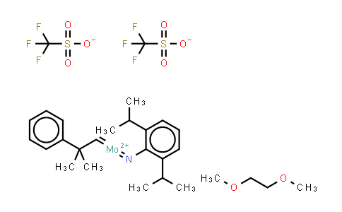 CAS No. 126949-63-1, 2,6-Diisopropylphenylimido neophylidenemolybdenum(VI) bis(trifluoromethanesulfonate)dimethoxyethane adduct