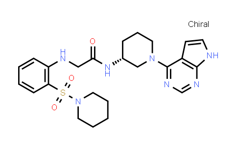 CAS No. 1270016-09-5, Acetamide, 2-[[2-(1-piperidinylsulfonyl)phenyl]amino]-N-[(3R)-1-(7H-pyrrolo[2,3-d]pyrimidin-4-yl)-3-piperidinyl]-