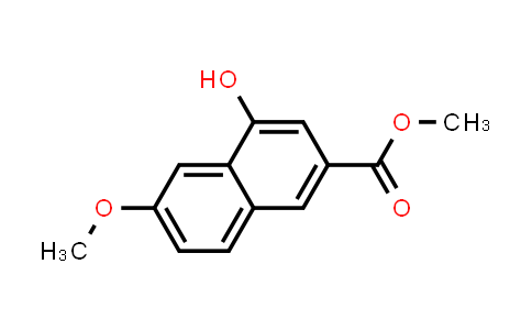 CAS No. 127266-02-8, 2-Naphthalenecarboxylic acid, 4-hydroxy-6-methoxy-, methyl ester