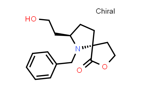 CAS No. 127655-05-4, 7-Oxa-1-azaspiro[4.4]nonan-6-one, 2-(2-hydroxyethyl)-1-(phenylmethyl)-, (2R,5R)-rel-