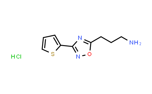 CAS No. 1286708-64-2, 3-(3-(Thiophen-2-yl)-1,2,4-oxadiazol-5-yl)propan-1-amine hydrochloride