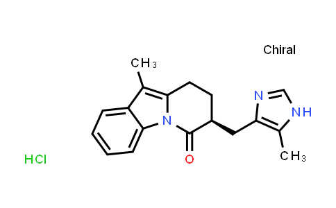 CAS No. 129299-88-3, Pyrido[1,2-a]indol-6(7H)-one, 8,9-dihydro-10-methyl-7-[(5-methyl-1H-imidazol-4-yl)methyl]-, monohydrochloride, (S)-