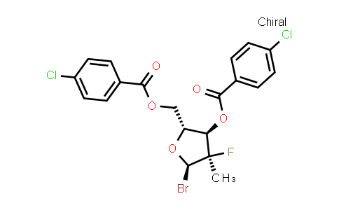 CAS No. 1294481-81-4, [(2R,3R,4R,5R)-5-Bromo-3-(4-chlorobenzoyloxy)-4-fluoro-4-methyloxolan-2-yl]methyl 4-chlorobenzoate