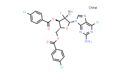 CAS No. 1294481-82-5, (2R,3R,4R,5R)-5-(2-Amino-6-chloro-9H-purin-9-yl)-2-[(4-chlorobenzoyloxy)methyl]-4-fluoro-4-methyloxolan-3-yl 4-chlorobenzoate