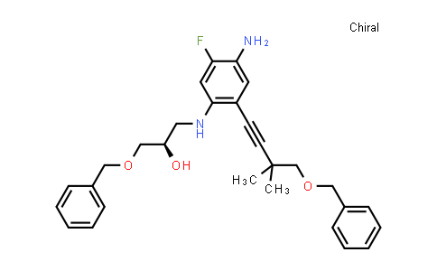 CAS No. 1294504-66-7, 2-Propanol, 1-[[4-amino-2-[3,3-dimethyl-4-(phenylmethoxy)-1-butyn-1-yl]-5-fluorophenyl]amino]-3-(phenylmethoxy)-, (2R)-
