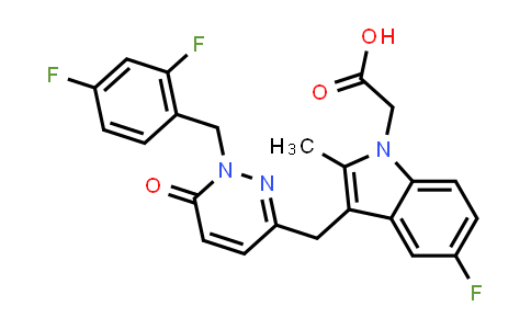 CAS No. 1297276-84-6, 1H-Indole-1-acetic acid, 3-[[1-[(2,4-difluorophenyl)methyl]-1,6-dihydro-6-oxo-3-pyridazinyl]methyl]-5-fluoro-2-methyl-