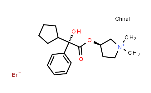 CAS No. 129784-11-8, (R)-3-((S)-2-Cyclopentyl-2-hydroxy-2-phenylacetoxy)-1,1-dimethylpyrrolidin-1-ium bromide
