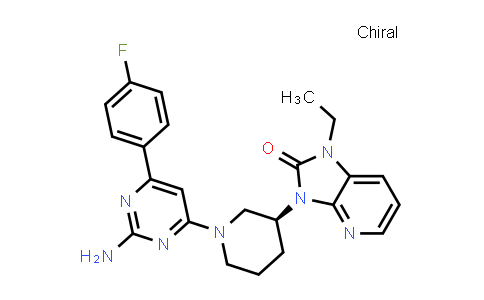 CAS No. 1304778-40-2, 2H-Imidazo[4,5-b]pyridin-2-one, 3-[(3S)-1-[2-amino-6-(4-fluorophenyl)-4-pyrimidinyl]-3-piperidinyl]-1-ethyl-1,3-dihydro-