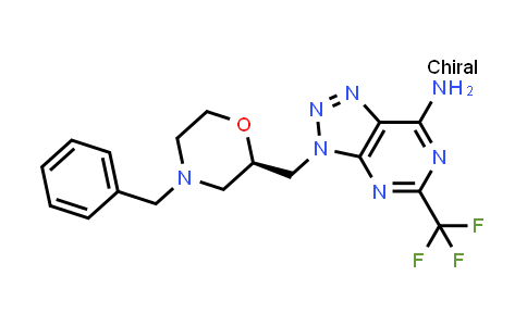 CAS No. 1305115-74-5, 3H-1,2,3-Triazolo[4,5-d]pyrimidin-7-amine, 3-[[(2R)-4-(phenylmethyl)-2-morpholinyl]methyl]-5-(trifluoromethyl)-